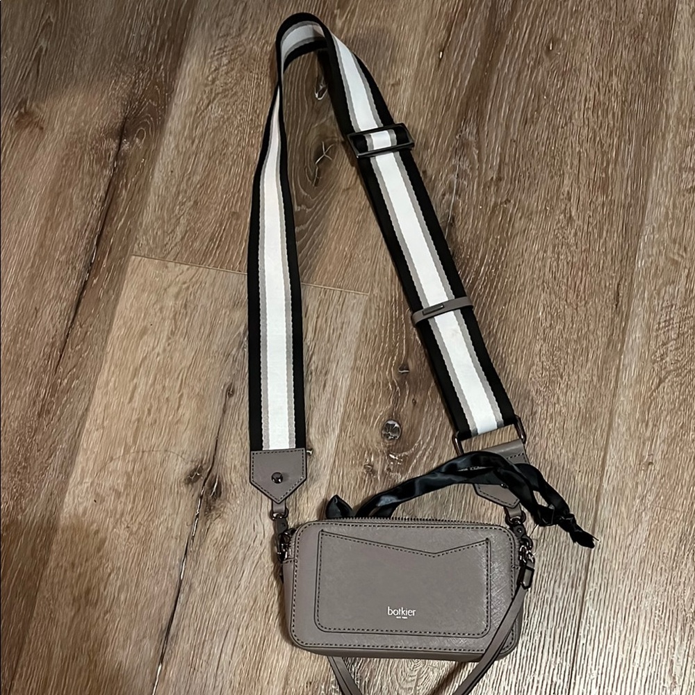 Botkier Gray Crossbody Bag with Black and White Strap